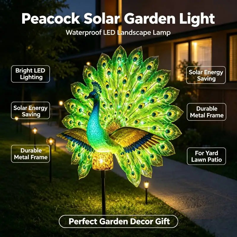 PeacockGlow™ Garden Light 🦚✨ — Solar-Powered Yard Elegance