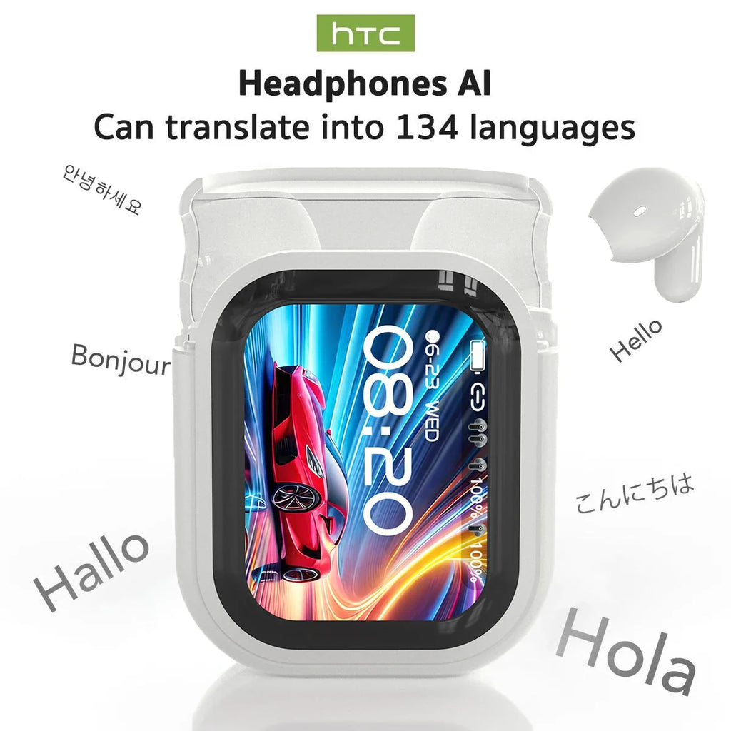 HTC NE20 Translator Earbuds with Touchscreen Case, 6-in-1 Translation & ANC