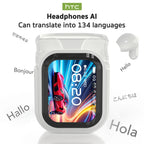 HTC NE20 Translator Earbuds with Touchscreen Case, 6-in-1 Translation & ANC